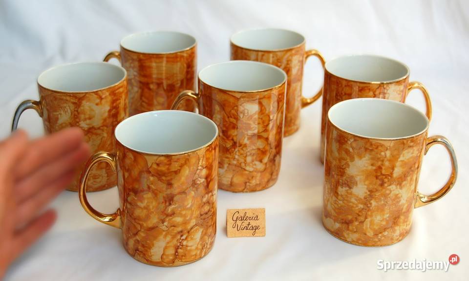 Porcelana Karolina kubki marmurkowe złocone Lublin