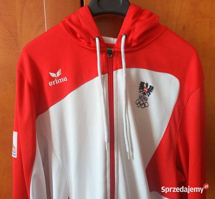 Bluza sportowa z kapturem damska biało czerwona biały sprzedam