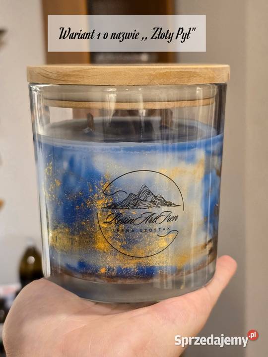 Świeczka Marmurkowa Sojowa 05 złoto błekity