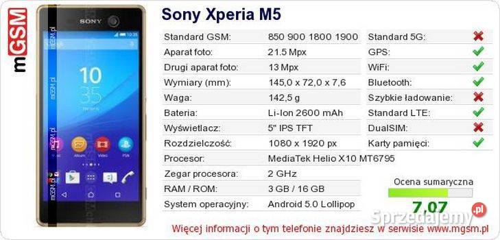 Smartfon Sony Xperia M5 E5603 316GB Biały Kraków
