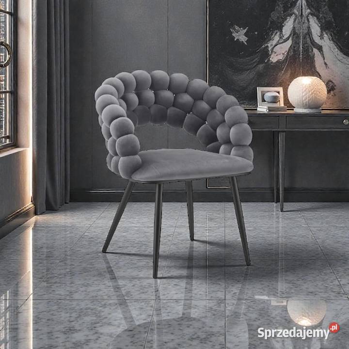 Szare Krzesło Tapicerowane Bubble Black Wysyłka Tarchały Małe