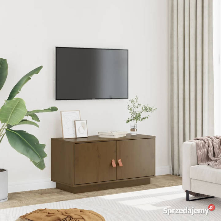Szafka pod TV miodowy brąz 80x34x40 lite drewno Warszawa sprzedam