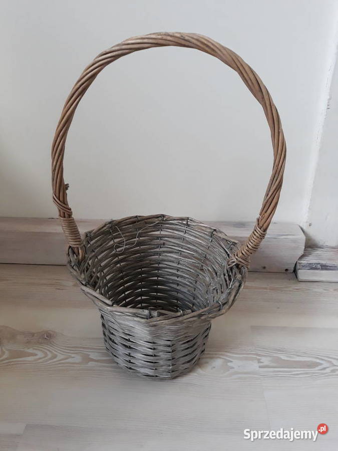 wiklinowy koszyk pobielany na prezent wygodna Gdańsk