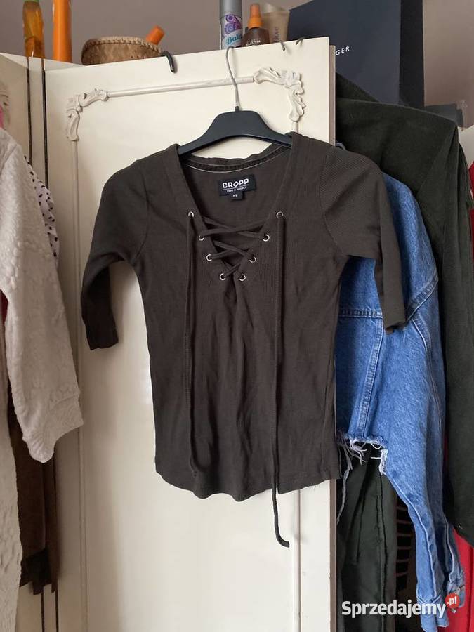 Top bluzka Cropp khaki z wiązaniem sznurowany XS Kraków