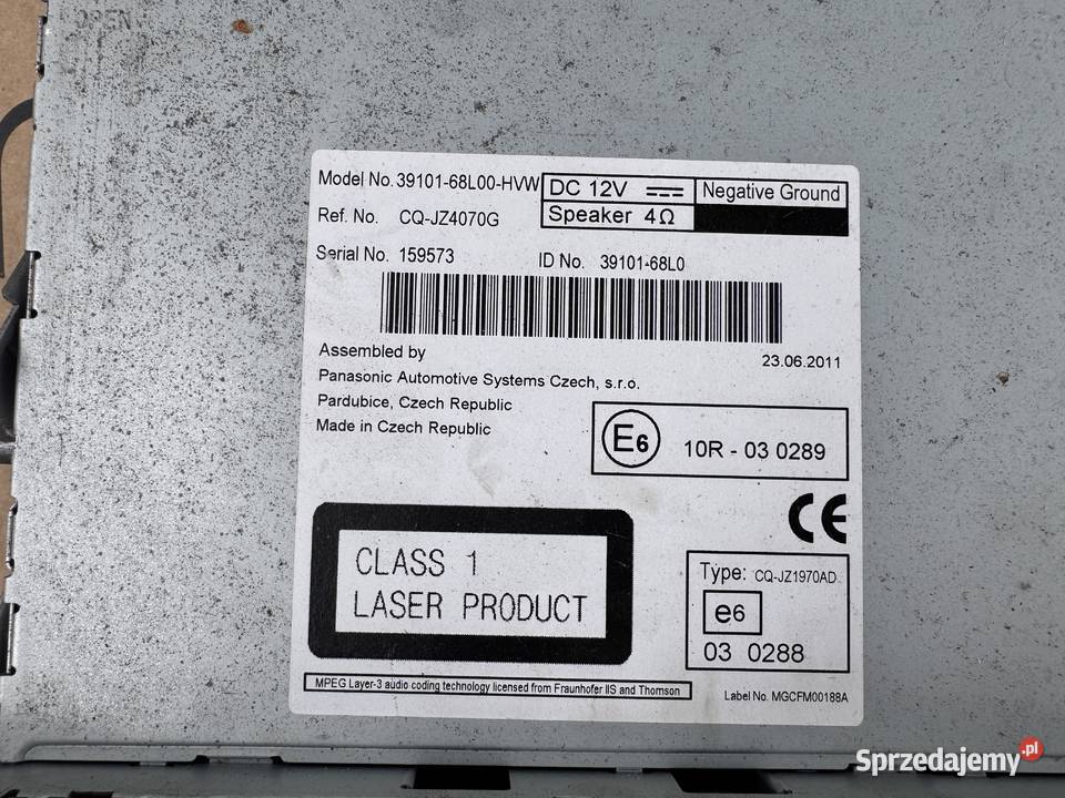 RADIO SUZUKI SWIFT MK7 CD USB 3910168L00HVW Brzesko