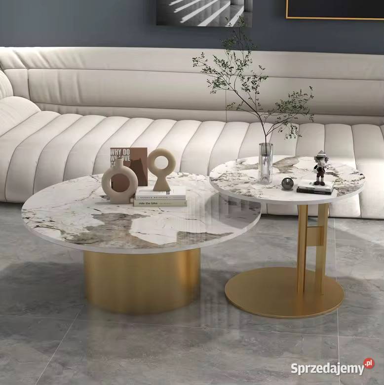 Zestaw złotych stolików kawowych Premium Golkowice sprzedam