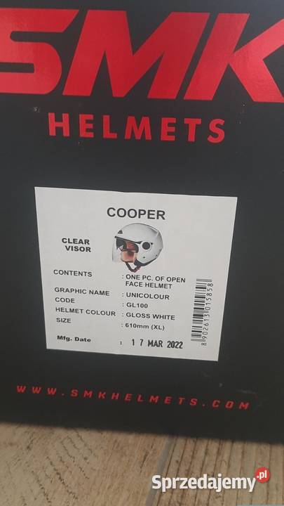 Kask motocyklowy SMK COOPER WHITE GL1 Wysokie
