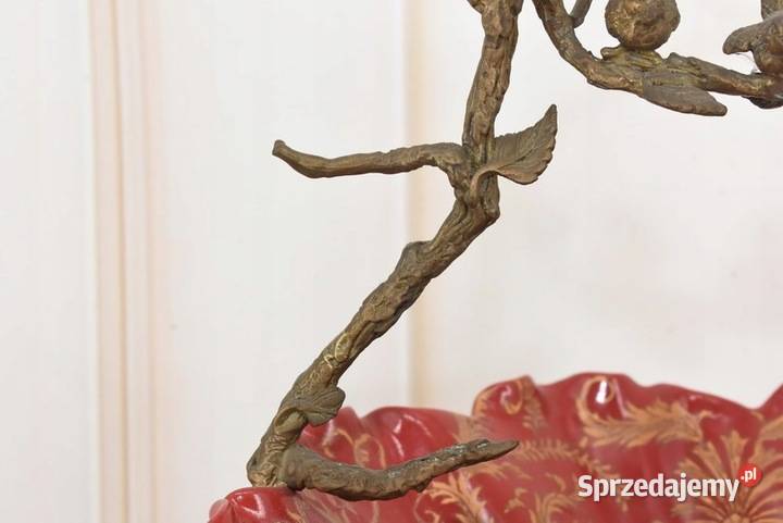 Czerwona Patera Owocnik Porcelana Brąz Ptaszki małopolskie Kraków