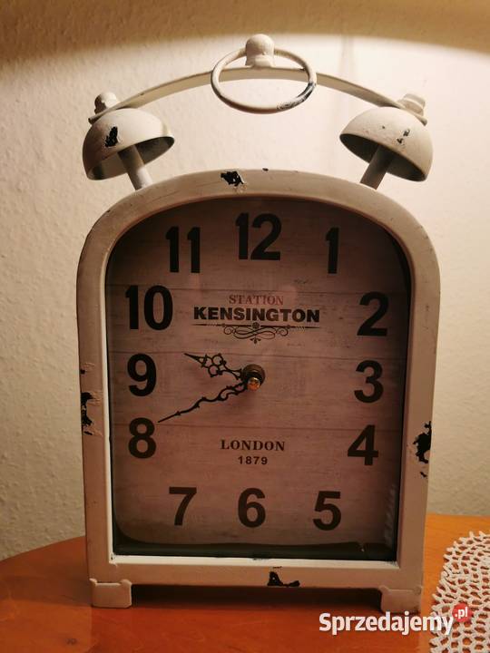 Zegar Kensington Station London biały postarzany Pozostałe