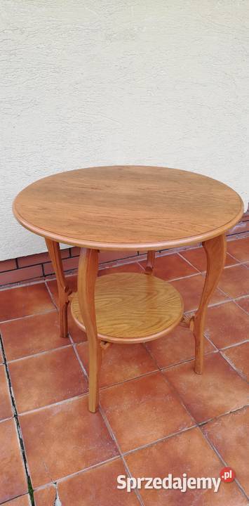 Stolik okrągły kawowy okolicznościowy drewniany