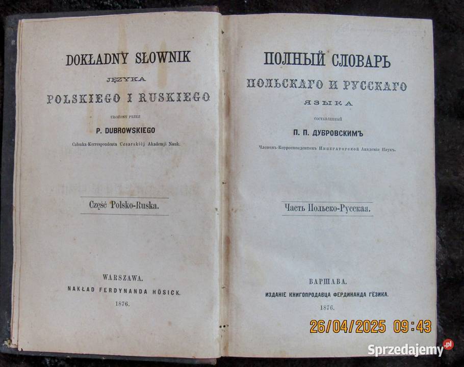 Dokładny słownik języka polskiego i ruskiego z