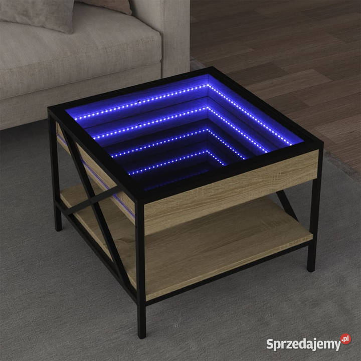 Stolik kawowy z LED Infinity dąb sonoma 50x50x38 Warszawa