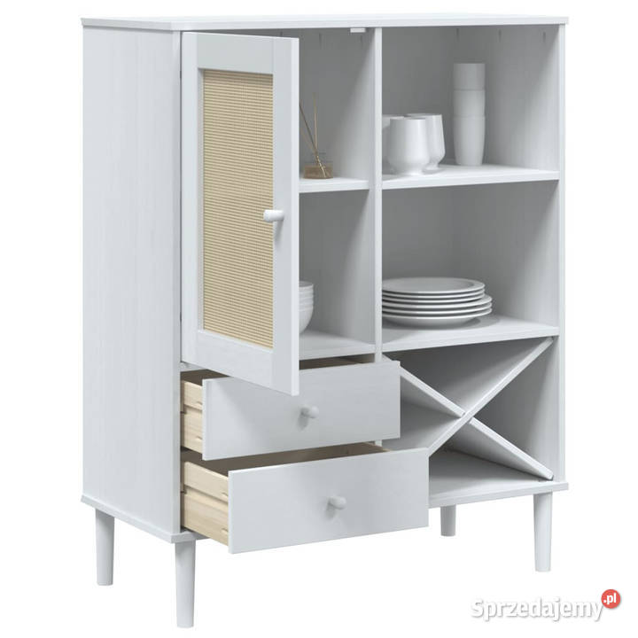 Szafka SENJA imitacja rattanu biała 90x40x112 mazowieckie Warszawa