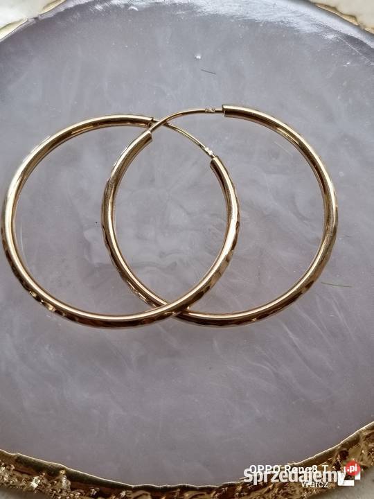 Złote Nowe kolczyki koła ze wzorem śred31mmpr585 Wałcz