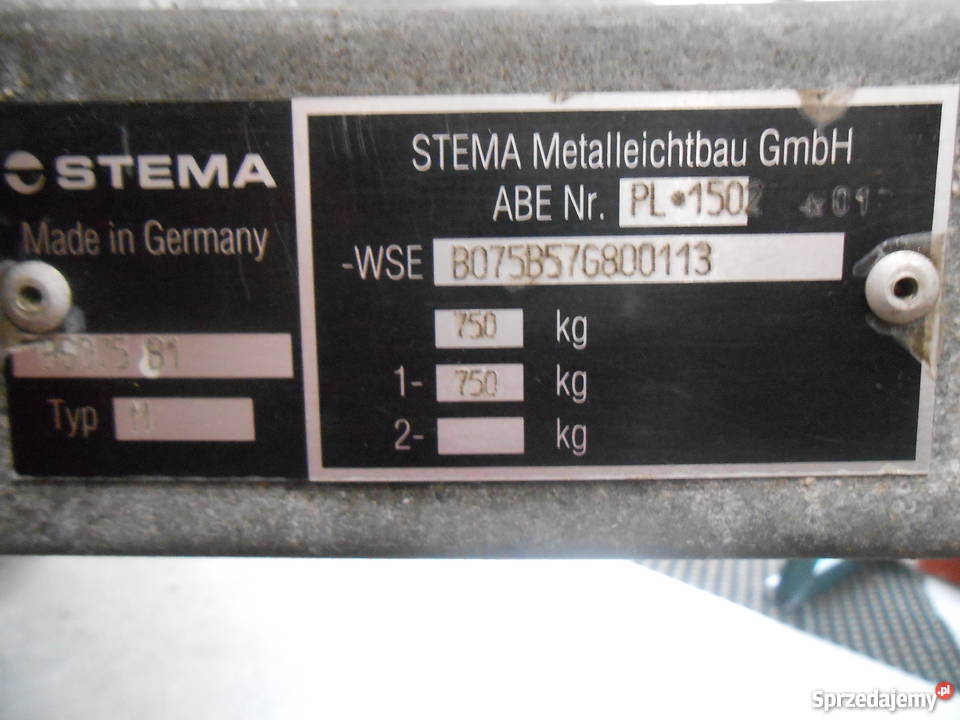 Przyczepa Lekka STEMA 615kg Katowice