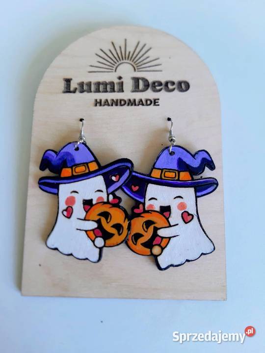Figlarne duszki Kolczyki drewniane na Halloween Oświęcim