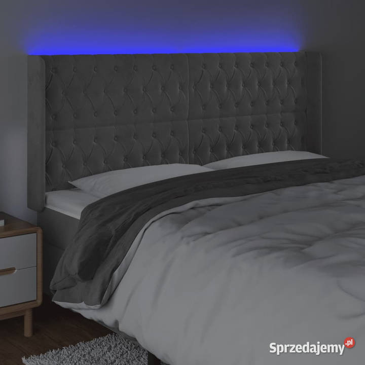 Zagłówek do łóżka z LED jasnoszary 203x16x118128 mazowieckie Warszawa