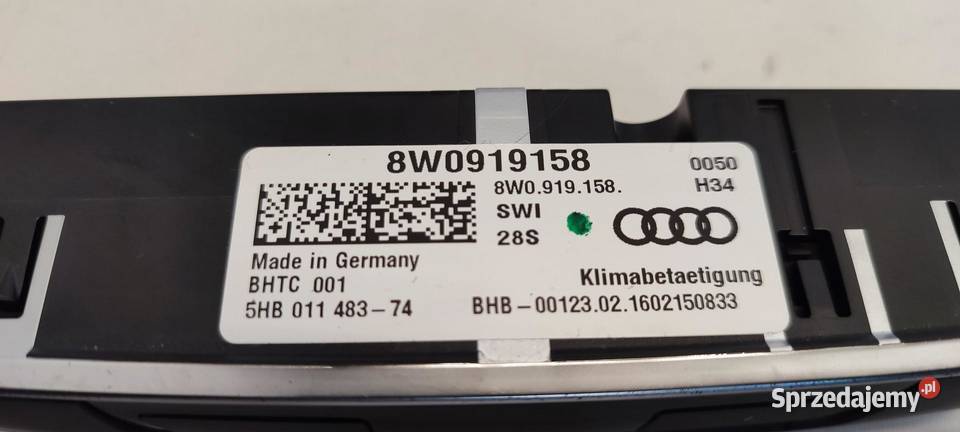 AUDI A4 B9 PANEL KLIMATYZACJI TYŁ 8W0919158