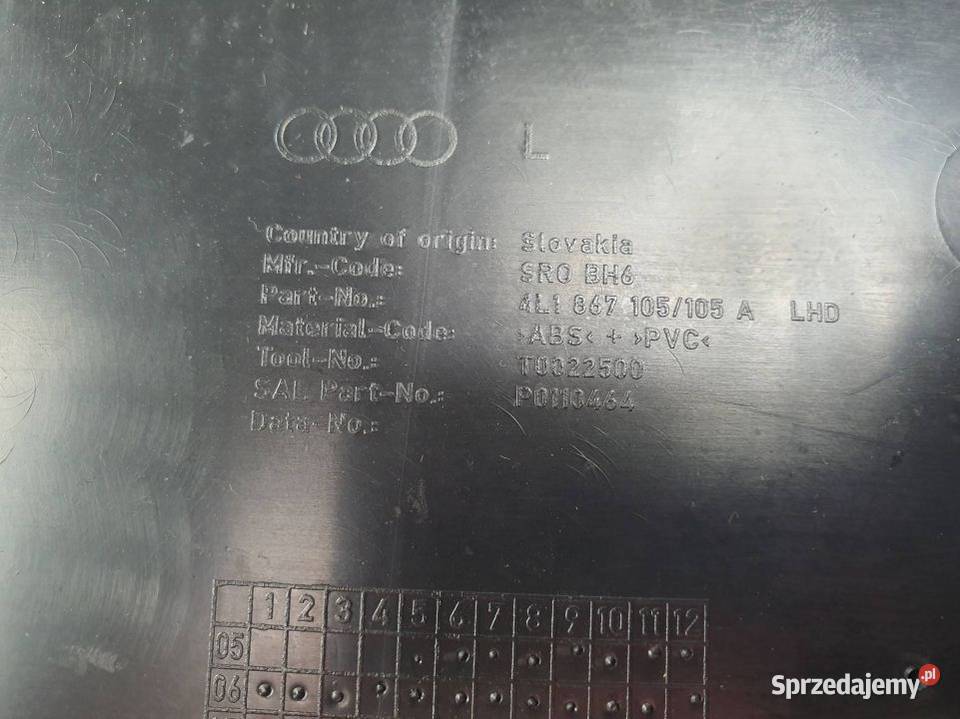 BOCZEK LEWY PRZÓD AUDI Q7 4L 4L1867105A kujawsko-pomorskie Lipno