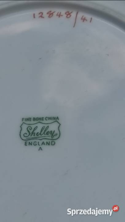 SHELLEY w kolorze burgundowym inkrustowana Porcelana i szkło łódzkie Pabianice