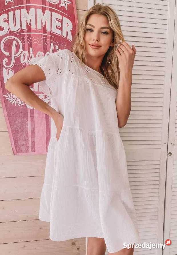 Oversizowa Sukienka Betty Biała mazowieckie
