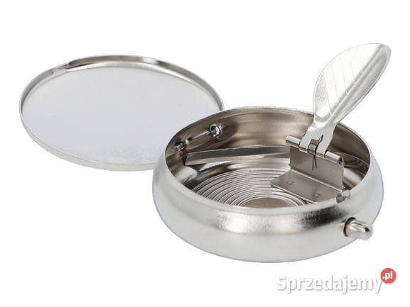 Srebrna Kieszonkowa Popielniczka Mała Mobilna Ostrowy nad Okszą