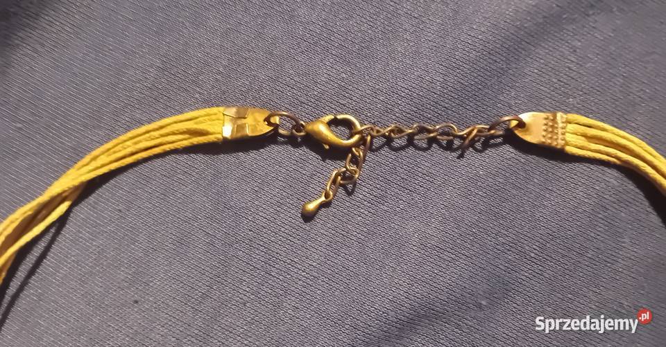 Secesyjny wisiorek mosiądz i emalia początek XX Koźminek