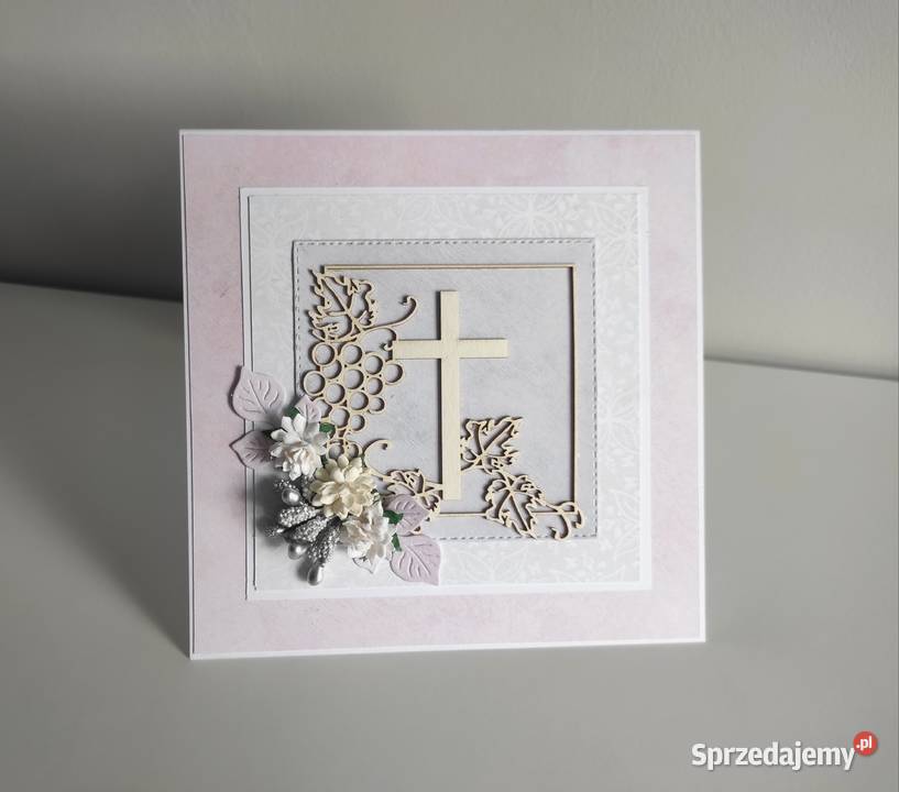 Kartka ręcznie robiona Komunia Święta handmade sprzedam