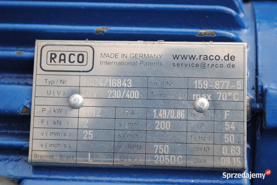 Siłownik elektryczny z silnikiem 012kw 700obrmin Kargowa