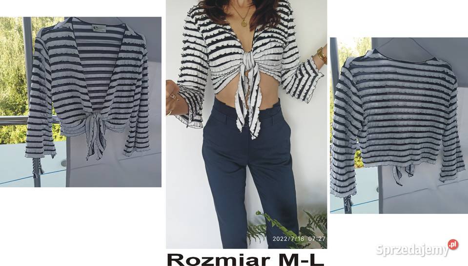 Bluzka narzutka w paski z wiązaniem z przodu Bluzki i koszule Radzyń Podlaski