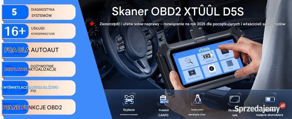 XTOOL D5S Tester diagnostyczny CANFD Polski Interfejsy diagnostyczne Radom sprzedam