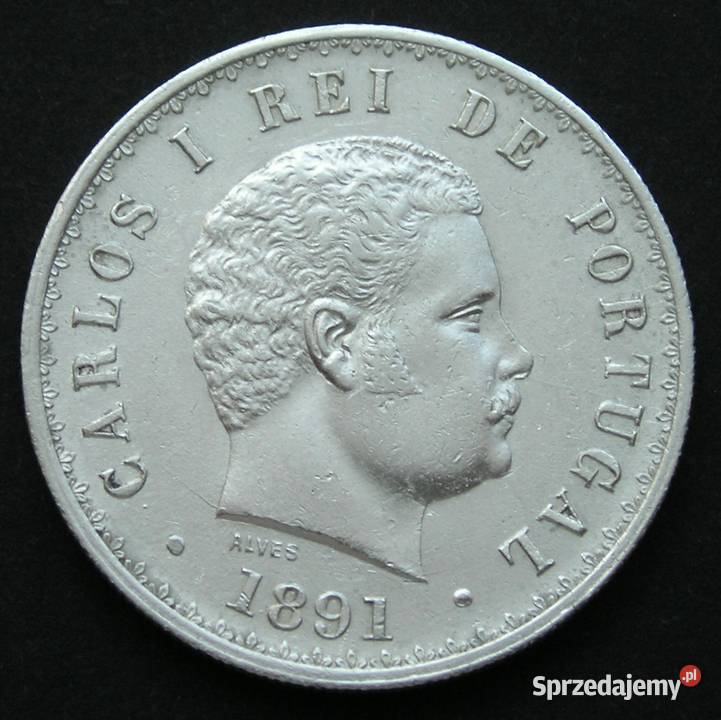PORTUGALIA 500 REIS 1891 CARLOS I SREBRO Łódź sprzedam