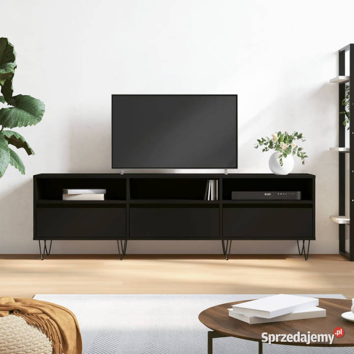 Szafka pod TV czarna 150x30x445 materiał Warszawa