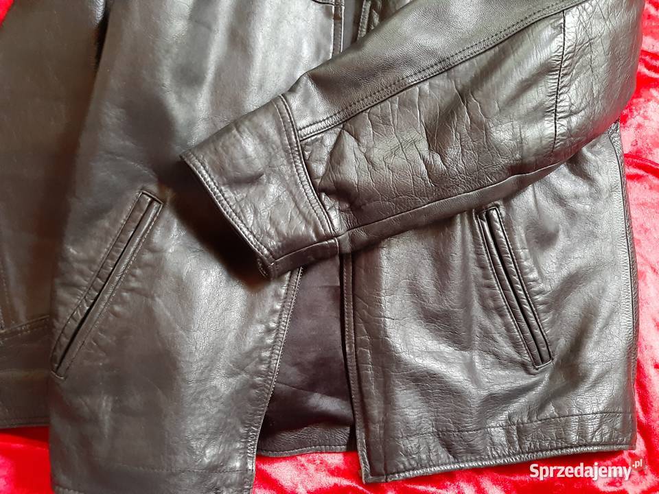 Kurtka skórzana skóra czarna L długa gruba skóra Kurtki i płaszcze mazowieckie Konstancin-Jeziorna sprzedam