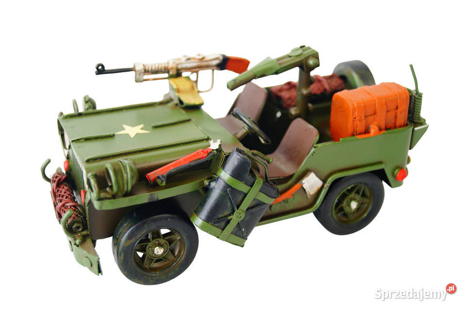 Metalowy pojazd JEEP wojskowy samochód Antyki Gizałki sprzedam