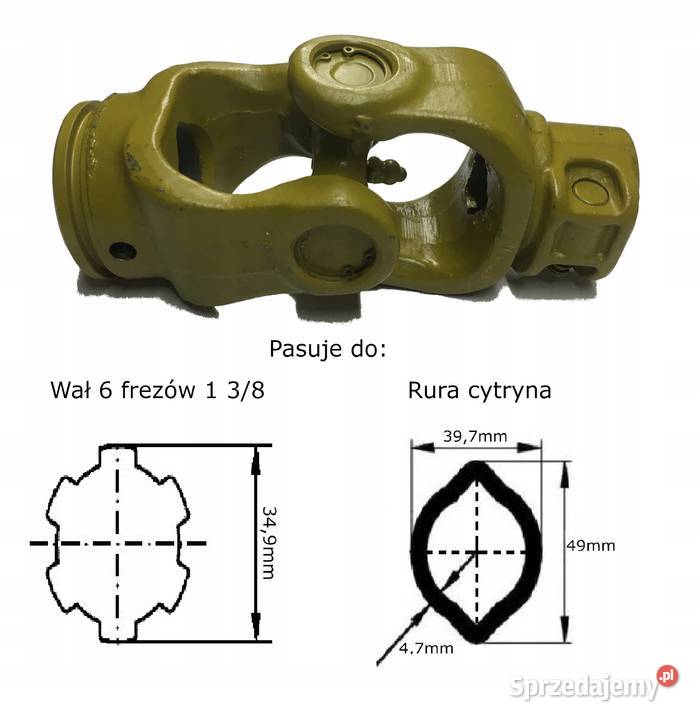 Przegub WOM rura cytryna 6frezów 1 38 830Nm małopolskie
