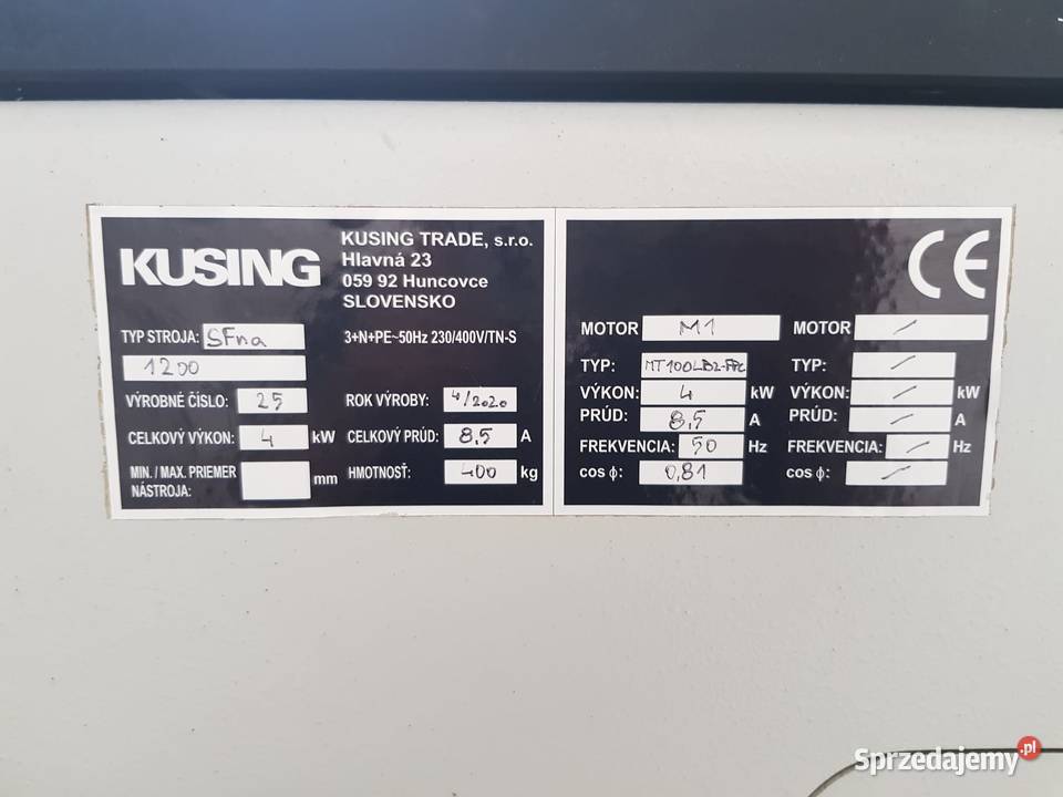 Frezarka KUSING SFNA 1200 z posuwem 625 Produkcja Naprawa
