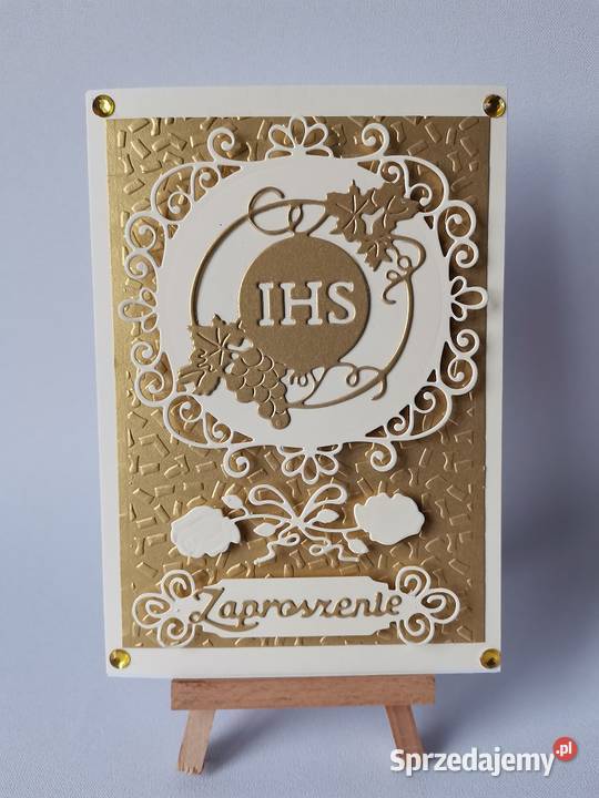 ZAPROSZENIA KOMUNIA UNIWERSALNE IHS Z WINOGRONEM Poznań