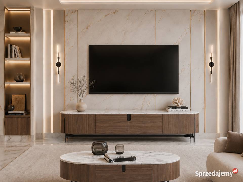 Szafka RTV Montieri 220x50x60 z orzecha Golkowice sprzedam
