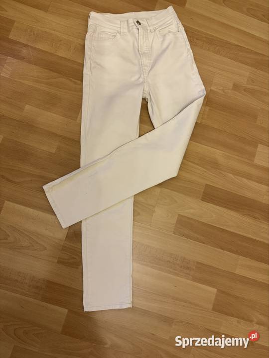 Jeansy damskie XS beżowe Massimo Dutti bawełna Częstochowa