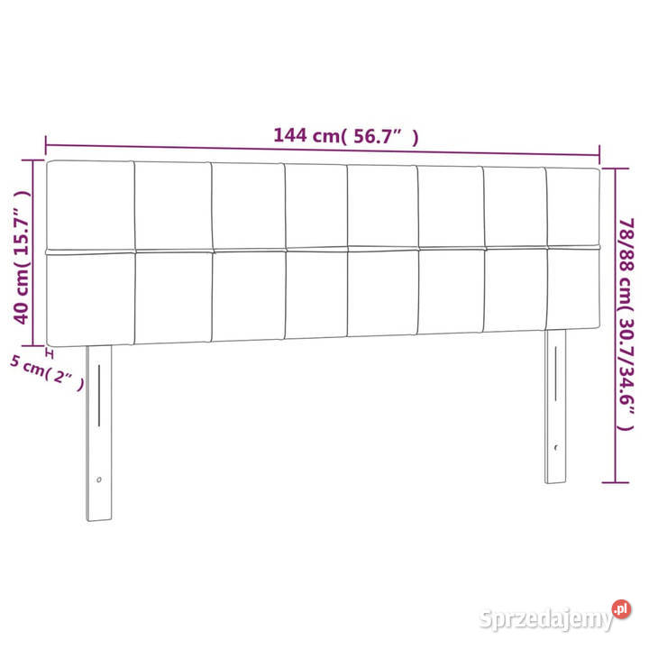Zagłówek do łóżka z LED jasnoszary 144x5x7888 mazowieckie Warszawa