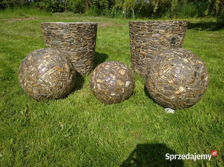 Kule z kamienia naturalnego szare kamień kora Długołęka-Świerkla