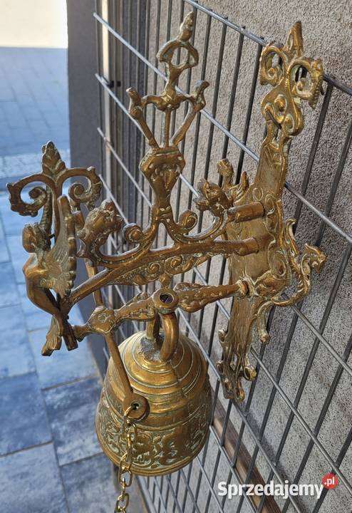 Antyczny duży dzwonek do drzwi dzwon klasztorny lubelskie Zamość