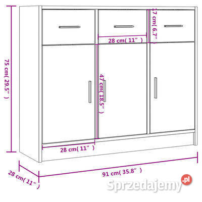 vidaXL Szafka dąb sonoma 91x28x75 materiał Pozostałe Pozostałe Warszawa