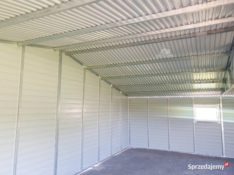 GARAŻ BLASZANY 9m x 6m DWUSPAD 3X BRAMA OKNO