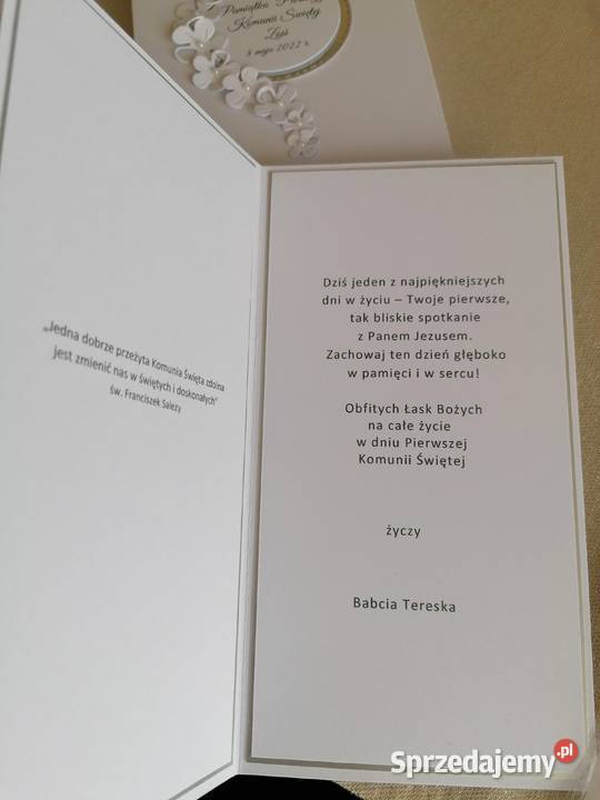 Kartka w pudełku komunia świata Strzebiń