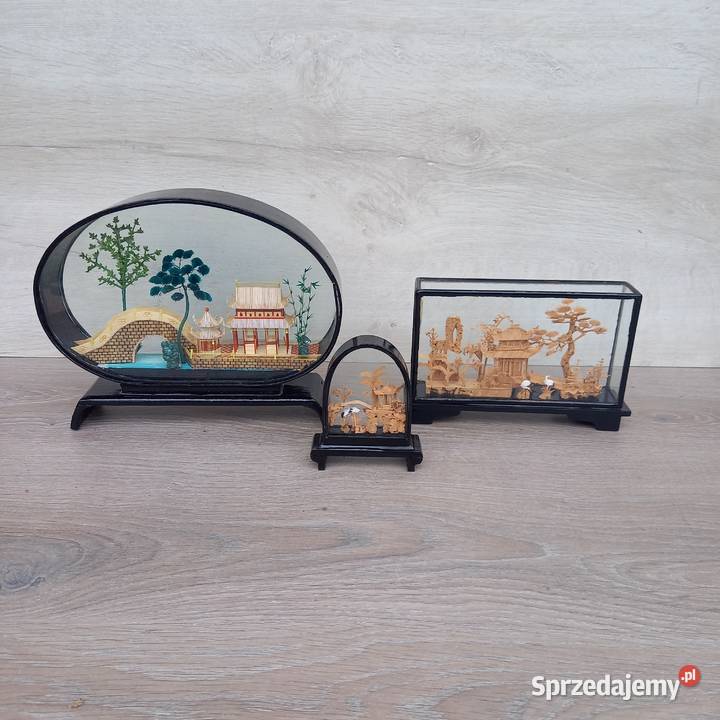 Duża japońska diorama z korka miniatura japońska Warszawa