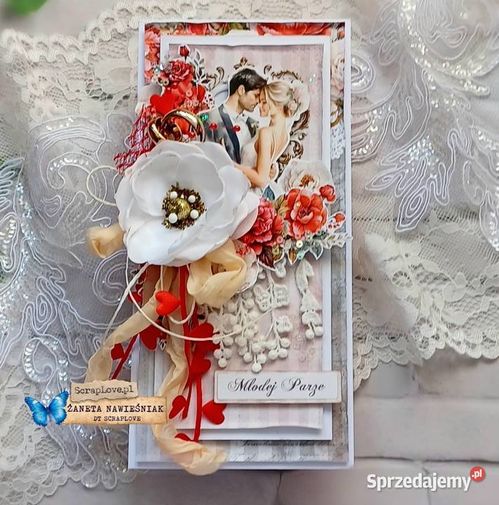 Kartka ślubna pamiątka ślub hand made Rękodzieło