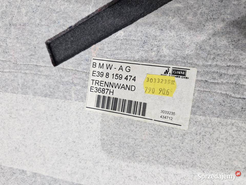 8159474 BMW E39 OSŁONA OPARCIA TYŁ BAGAŻNIKA sprzedam