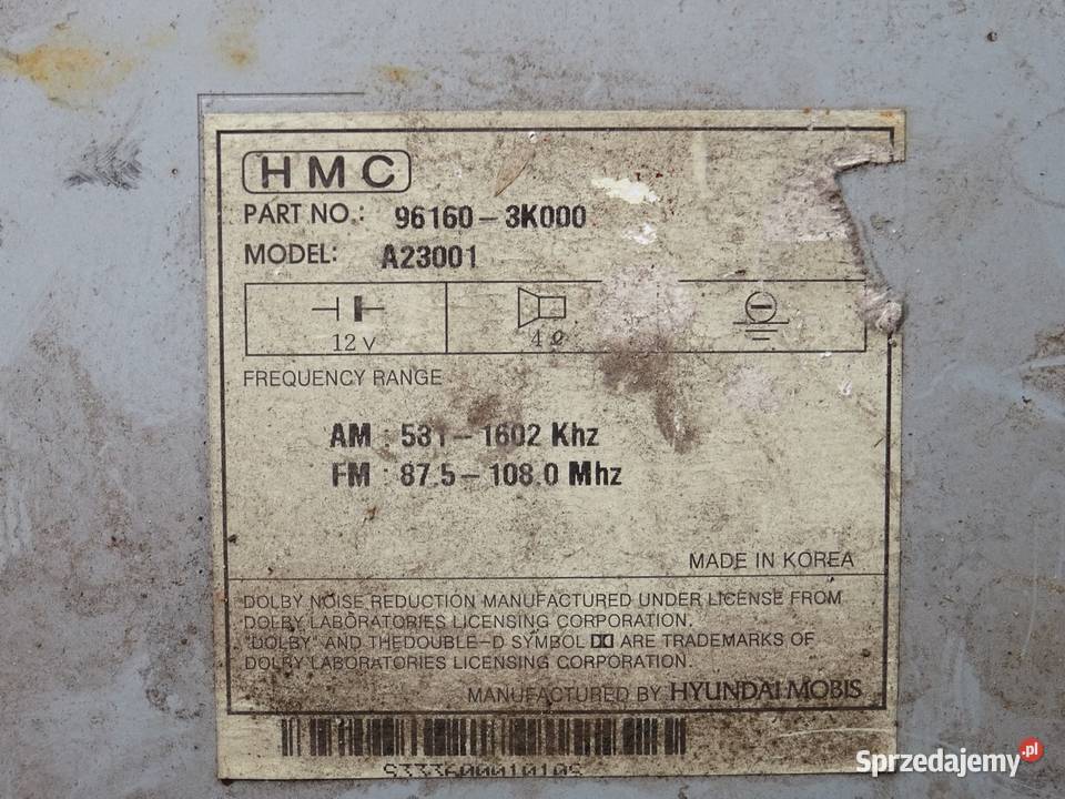 RADIO HYUNDAI SONATA V 961603K000 0414